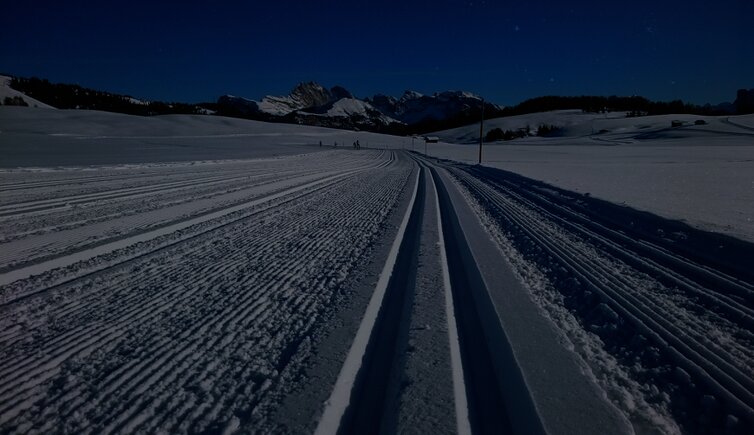 Seiser Alm Ritsch Loipe Langlaeufer Nacht